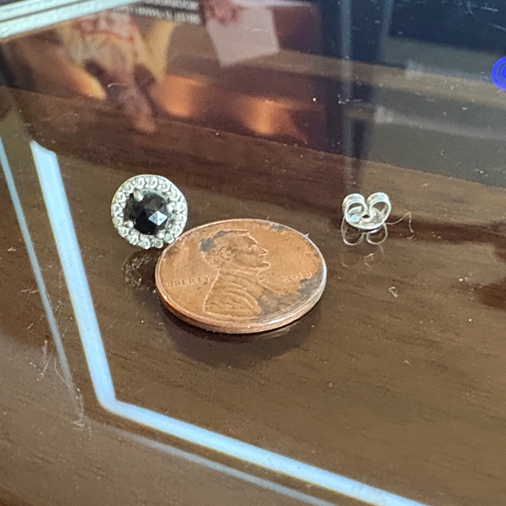 Elegant Black and Silver Stud Earrings (single earring)